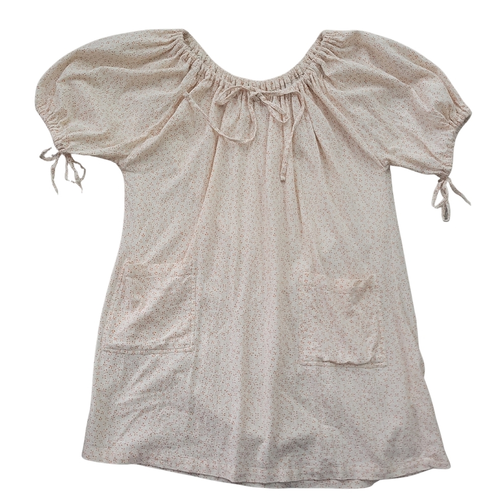 Odd Bird Tunic Dress Womens S Oversized Cotton Cream Floral Boho Festival Travel